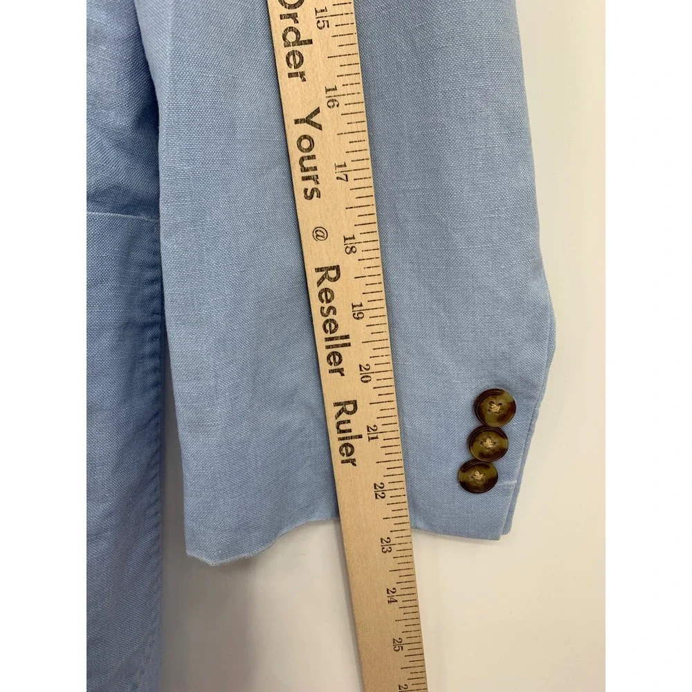 Peter Millar Blazer Mens Medium Blue Linen Cotton Unstructured Sport Coat Summer